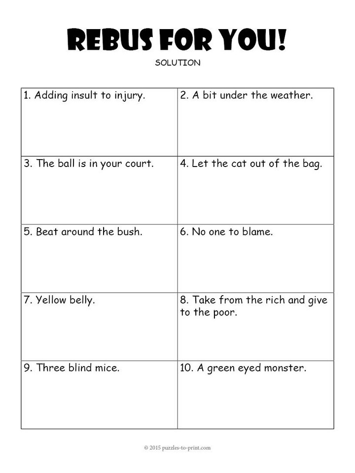 Rebus Worksheet 3 Answers