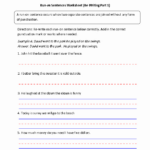 Run On Sentences Worksheet Grade 5