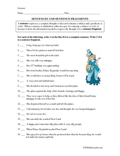 Sentence Fragments And Run Ons Worksheets With Answers