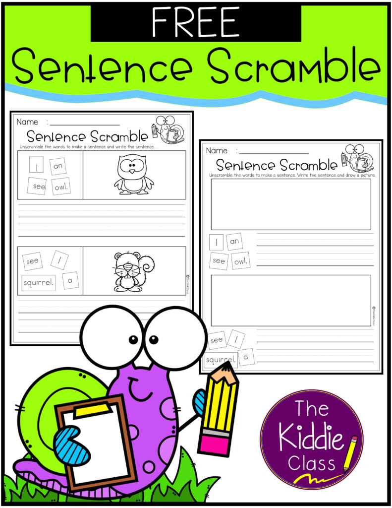 Sentence Scramble Worksheets Kindergarten Literacy Centers Distance 