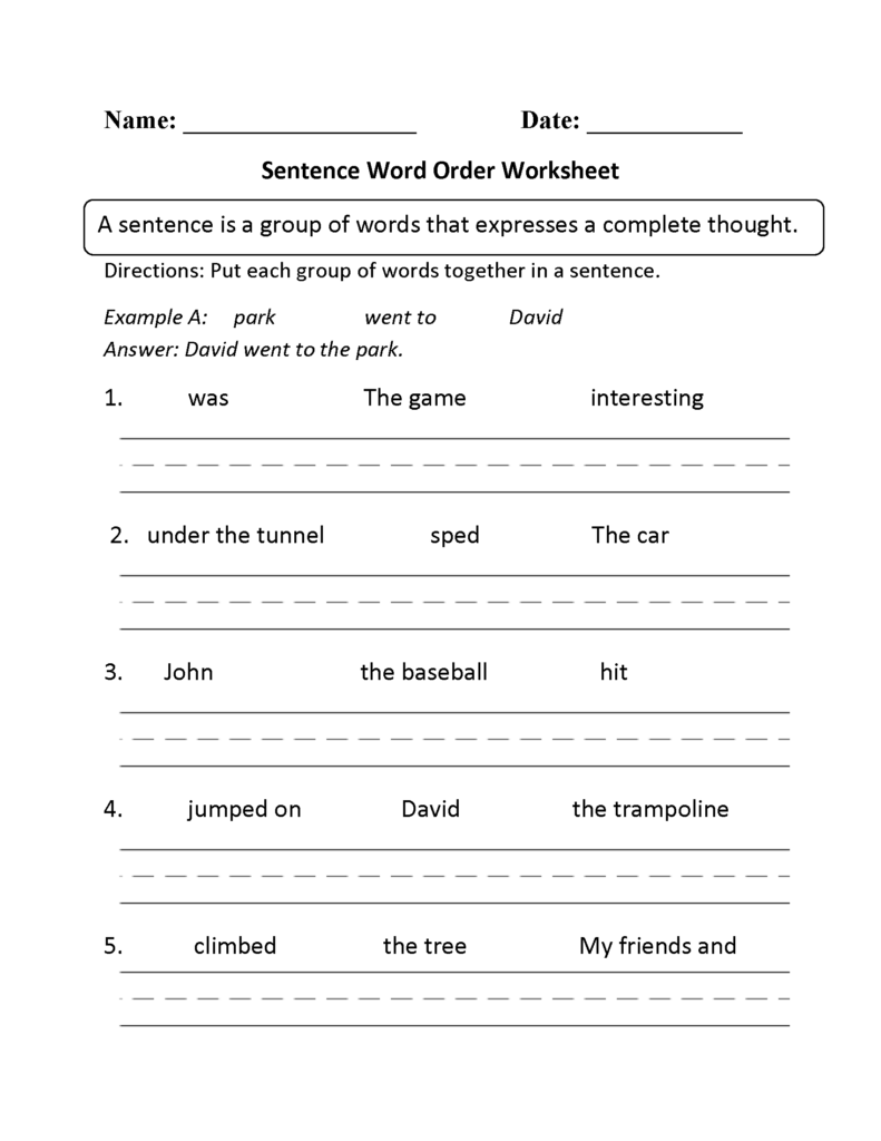 Sentence Structure 2Nd Grade