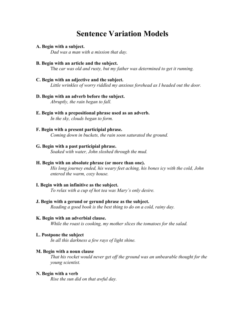 Sentence Variation Models