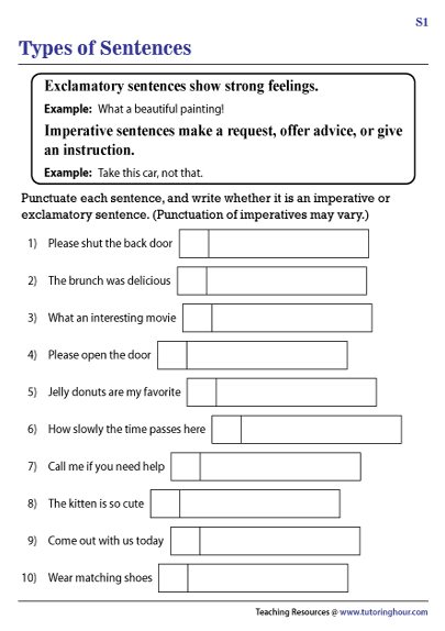 Sentence Worksheet For Grade 1