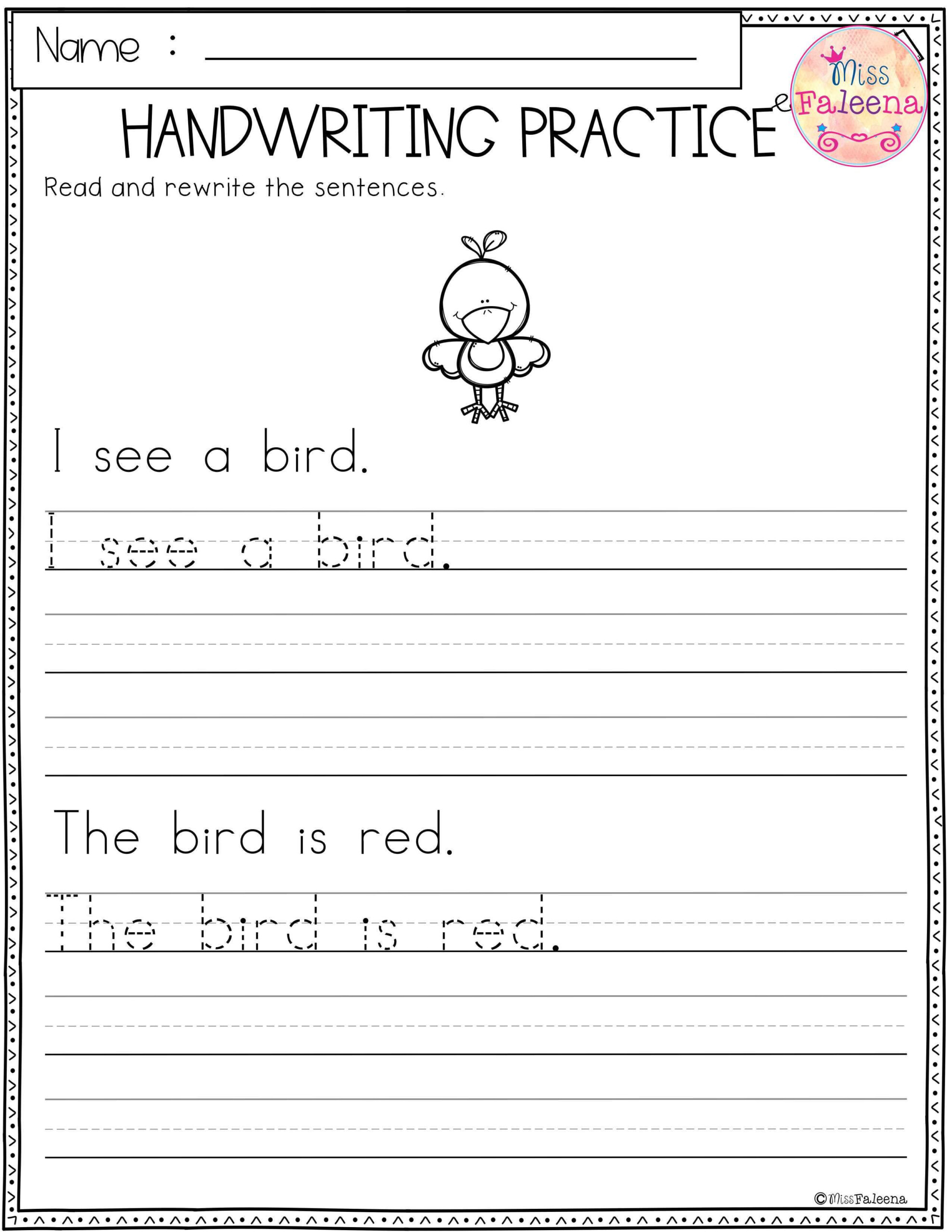 Sentence Worksheets For Kindergarten