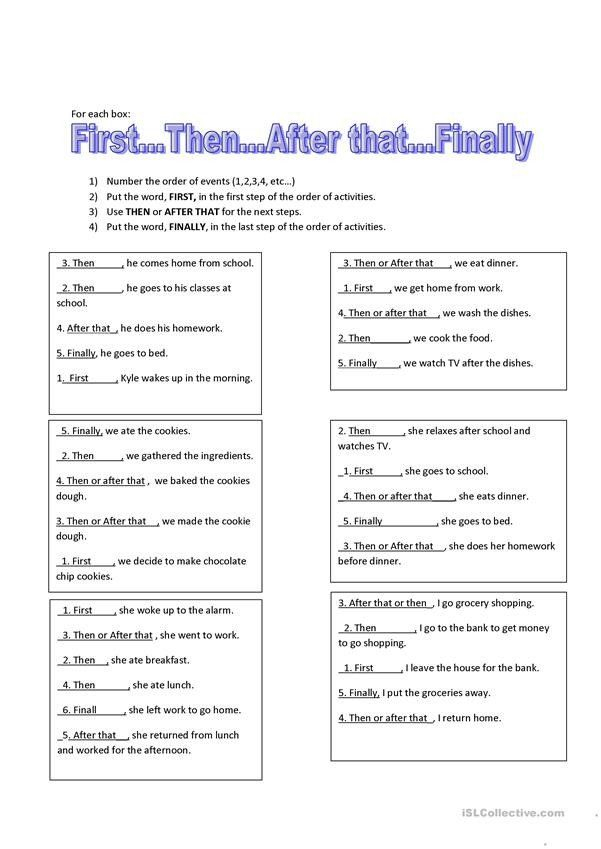 Sequence Paragraph Worksheet