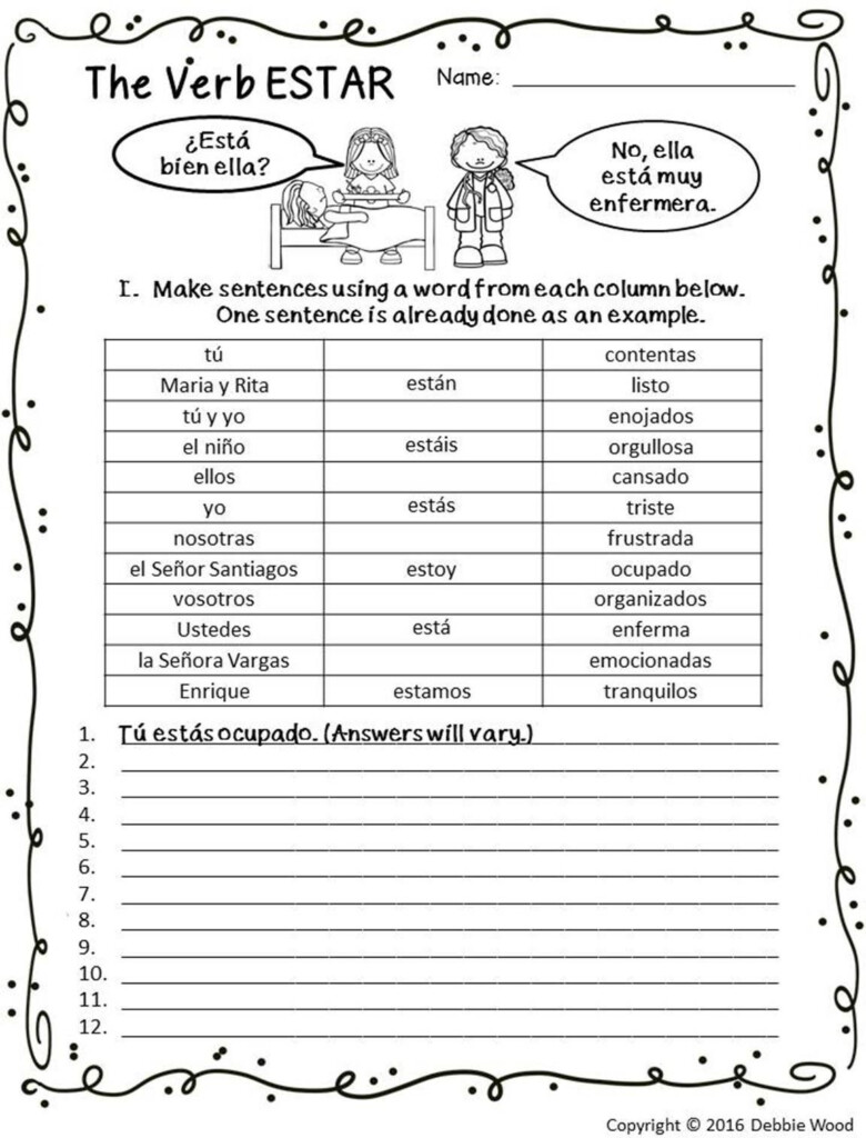 Ser And Estar Worksheet