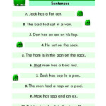 Short A Word List And Sentences