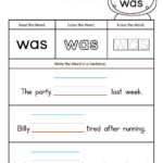 Sight Word Sentences Worksheets