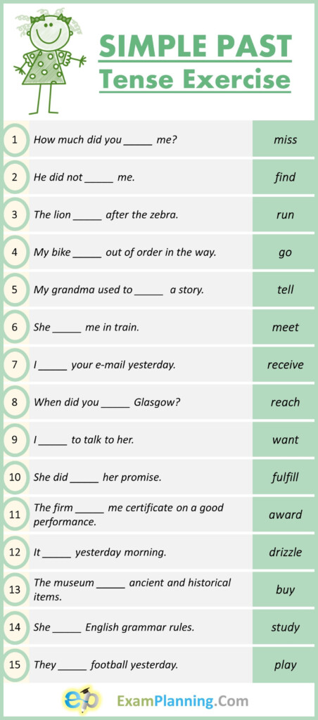 Simple Past Tense Exercises 42D