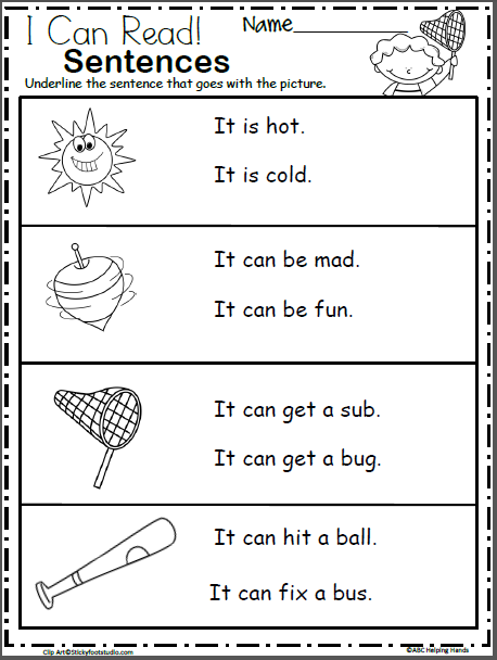 Simple Sentences For Kindergarten To Read