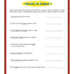 Simple Subject And Complete Subject Worksheet Activity K12reader