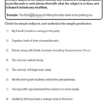 Simple Subjects And Simple Predicates Worksheets