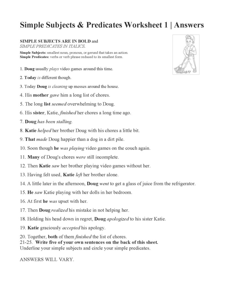 Subject And Predicate Exercises With Answers Pdf Online Degrees