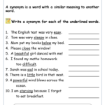 Synonyms Worksheet English Treasure Trove