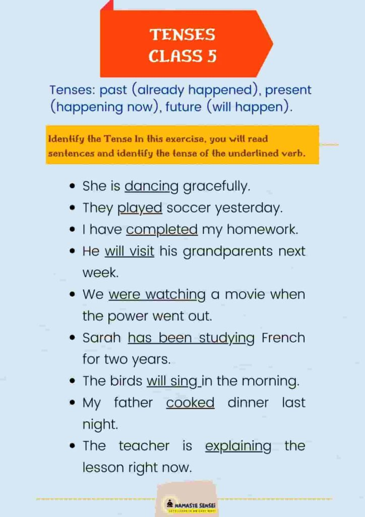 Tenses Worksheet For Class 5 With Answers Free PDF