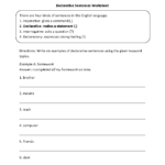 Types Of Sentences Worksheets Declarative Types Of Sentences Worksheets