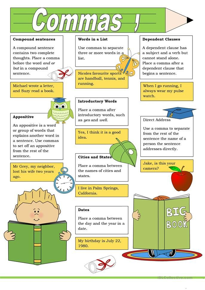 Use Of The Comma Worksheets
